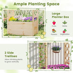 Giantex Set of 2 Raised Garden Bed with Sided Trellis & Hanging Roof, Wood Planter Box, Freestanding Garden Planter Raised Bed for Flowers Herbs Climbing Vines 31”x16”x41” (L x W x H)