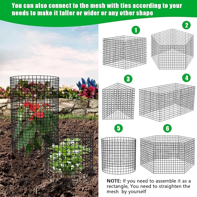 5 Pack Plant Protector from Animals, 13x12 inch Wire Plant Cages Mesh Plant Cage Garden Plant Protector, Sturdy Bunny Barricades Chicken Wire Cloche Plant Protectors for Keeping Bunny Animals Out