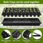 Vesici 20 Pack Seed Starter Trays, 50 Cell Seedling Trays with 1020 Flat Tray, Deep Plug Nursery Plant Pots for Germination, Water Collection, Indoor Outdoor Seed Starting & Transplanting
