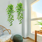 LOYWREE 2 Pack Small Artificial Hanging Plants with Faux Ivy Vine and Hanging Pothos 39Inch Fake Plant Realistic Greenery for Shelf Decor in Home, Office, Indoor & Outdoor Gardens