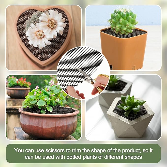 Newtay 10 Pcs 12'' Plant Pot Grid Soil Protector Covers Thickened Flower Protectors from Animals Black Cuttable Flower Grid Cat Digging Stopper for Indoor Outdoor Garden