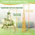 6ft Expandable Bamboo Teepee Trellis for Climbing Plants, Self-Standing Natural Bamboo Trellis for Plant Support, Folding Garden Trellis for Vines Flowers Vegetable Indoor Outdoor