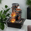 Kalona Tabletop Waterfall Fountain 3 Bowls with LED Light, Soothing Water Flow Sound, Zen Meditation Decor for Home and Office, Relaxation Water Fountains Indoor (23113)