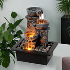 Kalona Tabletop Waterfall Fountain 3 Bowls with LED Light, Soothing Water Flow Sound, Zen Meditation Decor for Home and Office, Relaxation Water Fountains Indoor (23113)
