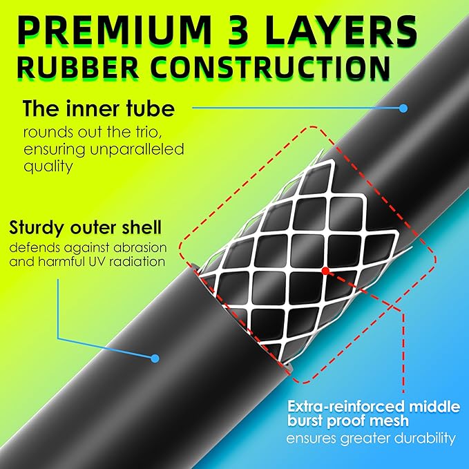 5/8 IN. × 25FT. Heavy Duty Rubber Garden Hose, High Flow 5/8" I.D. Brass Fitting No Memory Durable Heavy Duty Water Hose for Watering, Irrigation, Water Transfer Pump