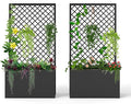 MOTION 2 Pcs Outdoor Raised Garden Bed with Trellis - Free Standing Planter for Hanging Flower Baskets Lattice Planter Boxes, Black