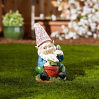 Gardening Gnome Solar Statue 3.75x3.5x7.25