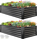 YITAHOME 6x3x1.5 2pcs Large Raised Garden Bed Kit, Galvanized Metal Planter Box with Gloves, Ground Nails, Support Rod, Outdoor Above Ground Planters for Plants Vegetables Flowers, Black