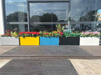 40" L x 16" W x 18" H Metal Large Rectangular Planter - Long Planter Box for Outdoor Patio/Porch Planter Boxes Outdoor Modern Design for Plants, Flowers, Garden,Spliced Flower Pot (Yellow)