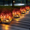 JKIMK Solar Globe Lights Outdoor Waterproof - Cracked Glass Ball Lights for Garden, Patio, Yard, Lawn and Backyard Decor - Decorative Orbs for Outside