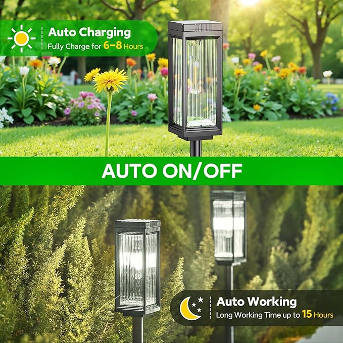 ELECLINK Solar Pathway Lights Outdoor, 8 Pack Upgraded Solar Lights Outdoor Waterproof, Bright Up to 15 Hrs Auto On/Off Garden Light for Yard Patio Lawn Path Walkway Driveway Outside Decor(Cool White)