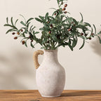 Ceramic Flower Vase Home Decor - 10 Inch Large White Rustic Table Flowers Vases Living Room Bedroom Plant Decorations Farmhouse Vintage for Kitchen Shelf Office Coffee Dining Desk House Women