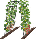 7Ft Adjustable Garden Arch Trellis for Climbing Plants Outdoor, Heavy Duty Rustproof Stainless Steel Cucumber Trellis for Raised Beds, Tall Metal Plant Support for Tomato, Squash, Beans, Flowers