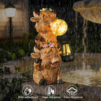 Joint Honglin Solar Highland Cow Garden Statue with LED Lights, Cute Resin Outdoor Decor with Glowing Lantern & Light-Up Bubble, Waterproof Solar Yard Ornament for Lawn, Patio & Garden (Brown Cow)
