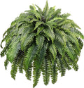 51" Fake Ferns Artificial Plants Large, 96 Fronds Artificial Ferns for Outdoors and Indoors, Realistic Extra Large Faux Boston Fern with Vines for Planter Porch Patio Home Office Decor, UV Resistant