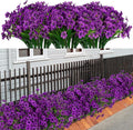 21 Bundles Artificial Outdoor UV Resistant Flowers No Fade Fake Outside Flowers Plastic Greenery Faux Shrubs Garden Porch Window Box Home Decoration(Violet)