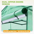 EAGLE PEAK 8x6 Portable Walk in Greenhouse, Pop Up Indoor Outdoor Greenhouse, Green House Kit with Zippered Roll-Up Doors and Windows + Mesh Lined Door, PE Cover, Clear/Green