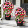 Grooy Artificial Plants Flowers Topiary Ball for Outdoor, 2 Pack Fake Silk Morning Glory Plant Bushes, UV Resistant Realistic Plants Shurbs for Outside,Front Porch,Patio,Yard(Pink)