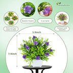 TerraVervre Fake Plants 4 Packs,Small Artificial Plants with Flowers, for Bathroom, Office,Home,Conference Table Decor, Indoor Desk Décor