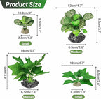 GOZILLA Silk Fish Tank Plants,Reptile Artificial Plant,Reptile Plants for Terrarium,Aquarium Decorations Accessories Set,Resin Pedestal Silk Aquarium Plant for Fish Tank.(4PCS/B-Set)