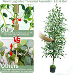 Fake Ficus Tree 6FT, Artificial Tree with Pot for Indoor Outdoor, Lifelike Faux Floor Plants with Moss Topper and Cotton Basket, Home Office Living Room Bedroom Doorway Hallway Decor