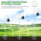 62" White Shepherds Hooks for Outdoor, Bird Feeder Pole with 5 Prong Base, Adjustable Height Shepherds Hook for Hummingbird Feeder, Bird Feeder, Lightweight Plant, Wind Chimes, Lanterns (1 Pack)