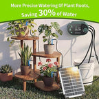 Solar Drip Irrigation System, 8W Powered Auto Watering Kit for 30 Pots, HD LED Display with 22 Timing Modes, Anti-Siphoning & IPX5 Waterproof, Suitable for Outdoor Garden, Balcony & Greenhouse
