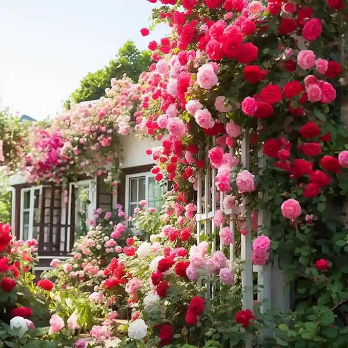 300+ Climbing Rose Seeds for Planting - Rare Mixed Climbing Rose Rosa Bush Vine Non-GMO Heirloom Seeds Climbing Flowers Outdoor Garden