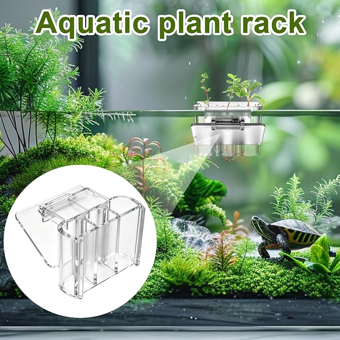 4 Pack Hanging Aquarium Plant Holder Top Hanging Fish Tank Plant Pot Clear Aquarium P-Lant Holder 3 Holes Aquatic P-Lant Cups for Aquarium Tank Decoration
