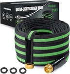 75FT Lightweight Super Flexible Garden Hose - Kink-Free, Non-Expanding, Easy Storage for Yard Lawn Outdoor Use (Black-Green)
