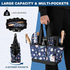 WORKPRO Garden Tool Bag, 9-Pocket Heavy Duty Oxford Tote Bag, Gardening Tool Kit Holder, 12" x 12" x 6" (Blue Insects)