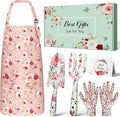 Gardening Gifts for Women, Gardening Tools for Mom Grandma Wife, Garden Tools with Hand Fork Trowel Gloves Apron, Gardening Supplies Kit Birthday Present Pink