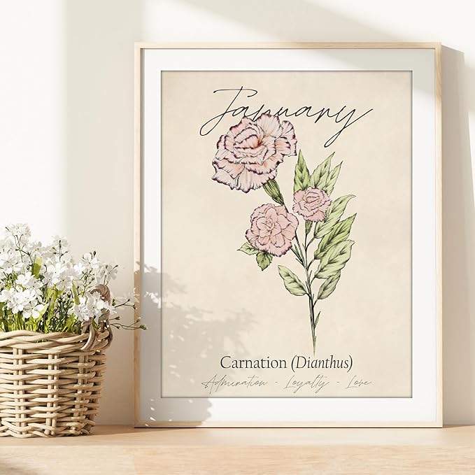 January Birth Flower Art Print - 11x14 (Unframed) | Capturing the Splendor of the January Birth Flower | Decor Accent for Birthdays and Special Occasions | Living Room Decor | Modern Home Decor