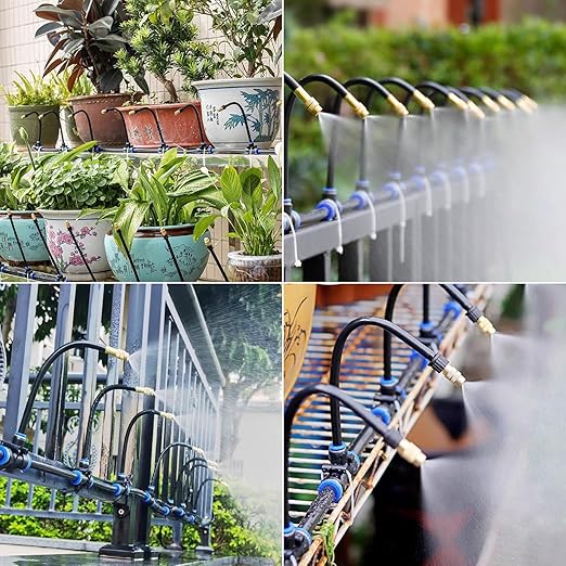 98.4Ft Drip Irrigation System, 360° Bendable Drip Irrigation Kit Automatic Irrigation System for Garden, Adjustable Garden Watering Misting System for Greenhouse, Yard, Lawn, Plant