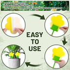Qualirey 100 Pcs Fungus Gnat Traps Yellow Flower Shaped Plant Sticky Insect Traps Double Sided Bug Killer Fruit Fly Fungus Gnat Catcher with Green Stakes for Summer Indoor Outdoor Plants Kid Pet Safe