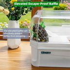 Turtle Tank Kit with 3-Stage Filter, Basking Platform & Heat Lamp - Complete Turtle Aquarium Habitat for Water Turtles, Enclosure or Hermit Crab Tank, Easy Drain Starter Kit White, 18.1 Inch
