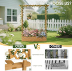 Outvita 72" Raised Garden Bed with Trellis, Wood Planter Box with Hanging Roof, Side Trellis and Drainage Holes, Above Ground Elevated Garden Bed for Outdoor Climbing Plants Vegetables(Teak Color)