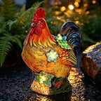 Solar Garden Statues Colorful Rooster and LED Lights Birthday Gifts for Women Mom Grandma Solar Outdoor Cat Decor for Outside,Outdoor Solar Lights for Yard, Garden and Patio, Unique Gift for Women