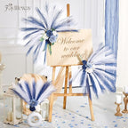 50PCS Pampas Grass Decor, 17" Pampas Grass, Fluffy Small Pampas Grass for Vase Filler Home Wedding Wall Table Party Decoration（Blue&White）