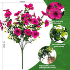 17 Inch Artificial Faux Pansy Flowers for Outdoor,Fake Pansies Flowers with Eucalyptus Leaves Fake Plants Greenery Boxwood Porch Patio Decor 6 Bundles(White,Rose White,Rose Red)