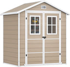 DWVO Outdoor Storage Shed 6x4.4ft Plastic Garden Tool Shed with 2 Vision Windows, Double-Wall Outside Shed for Mower Lawn, Garden Tool for Backyard Lawn Patio, Lockable