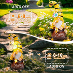 twinbling Birthday Gifts from Daughter Son - 13" Garden Solar Spring Gnomes Statues Outdoor Spring Decor with LED Lighted Bee and Flowers Funny Garden Sculpture for Patio Yard Lawn Decorations Gifts