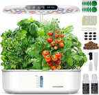 Ahopegarden Hydroponics Growing System with 12 Pods, Indoor Garden Kit with LED Grow Light & LCD Temp Humidity Display, Smart Quiet Pump Planter for Herbs, Lettuce, Vegetables, Kitchen Garden Use