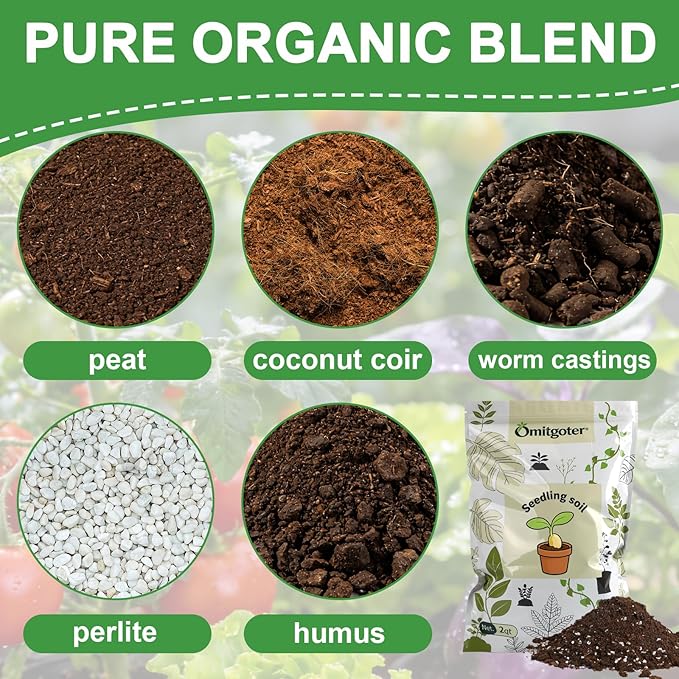 Organic Seed Starter Soil and Potting Mix 1qt ，100% Natural,Promotes Rapid Rooting & Germination