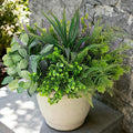 Outdoor Faux Plants UV Resistant - 12 Bouquets Realistic Artificial Eucalyptus Fern Lavender Greenery for Patio Garden Front Porch Decor Weatherproof Fake Plants for Outside