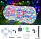 Solar Rope Lights, 33ft 100LED Solar String Lights, 8 Modes Waterproof Solar Powered Outdoor Light, Flexible Clear Tube Light for Garden, Backyard, Patio, Deck, Porch, Pool, Tree Decor - Multicolor