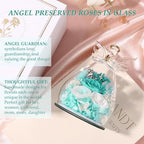 FIACO Gifts for Women Birthday Preserved Rose Forever Flower in Glass Angel Figurines Fresh Flowers for Delivery Prime for Mom Real Roses for Grandma Sister Wife Her from Daughter