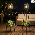 VISFLAIR 2 Pack Solar Lights with Plant Stand, Outdoor Floor Lamp, Waterproof Solar LED Edison Bulb Floor Lamps for Patio Porch Deck Yard Garden Decor
