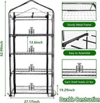 Indoor Greenhouse with Grow Lights, 4-Tier Mini Greenhouse w/Multiple Modes Plant Lights & Waterproof Base Mat & Zippered Door, Walk-in Green House for Growing Plants, Seed Starting, Seed Tray