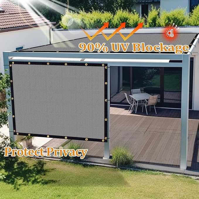 Shade&Beyond Customized Size 4' X 5' Shade Cloth with Grommets, 90% UV Protection UV Protection Mesh Tarp Sun Screens for Patio GN01, Light Gray